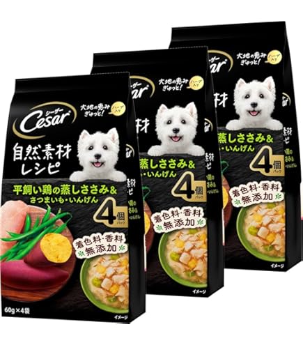 Amazon.co.jp: シーザー パウチ 成犬用 自然素材レシピ 無添加 60g×12